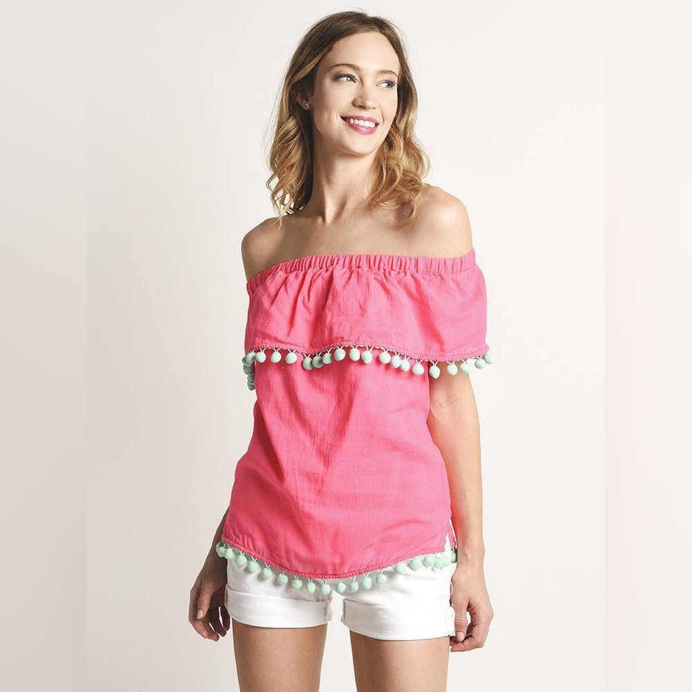 Sail to Sable | Crinkle Cotton Top in Pink and Blue Size S Small